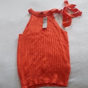 J. Crew Vibrant Halter Orange Ribbed Tank Top